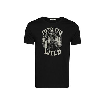 Green Bomb | T-shirt Nature wild bike, zwart bio katoen