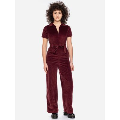 Foto van ATO Berlin | Jumpsuit Olivia van biologisch bordeaux ribcord katoen mix