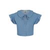 Afbeelding van Banned | Korte blauwe vintage retro blouse Joanne met Peter Pan kraagje