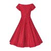 Afbeelding van Dolly and Dotty | Jurk Lily off shoulder vintage swing jurk, rood met kleine witte strippen