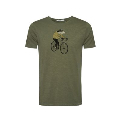 Foto van Green Bomb | T-shirt Animal Wolf, bio katoen dirty olive