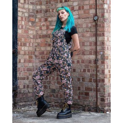 Foto van Rebel Romance Tuinbroek Eye Spy Floral met roze bloemen en oogbollen