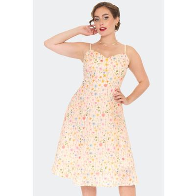 Foto van Voodoo Vixen | Vintage stijl jurk, met geborduurde zomer bloemen