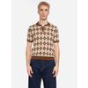 Afbeelding van ATO Berlin | Polo Maron bio katoen met bruin-beige geruit retro patroon