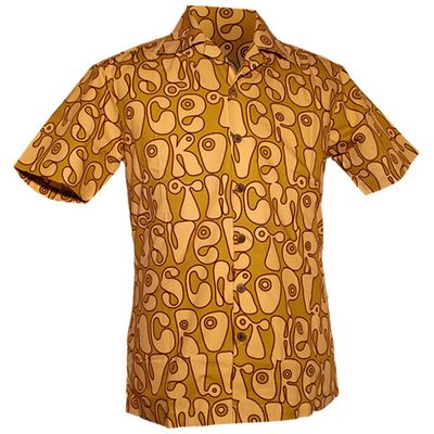 Chenaski | Overhemd korte mouw, Moloko, groen, creme, bruin