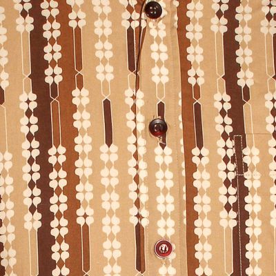Foto van Chenaski | overhemd Seventies Shamrock bruin, lichtbruin met klaverblaadjes