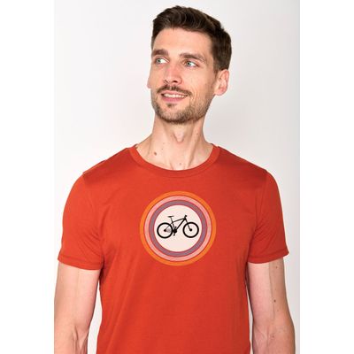 Foto van Green Bomb | T-shirt Bike target, steen rood bio katoen