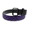 Afbeelding van Zacharia | Riem van PU met 3 rijen zwart paarse piramides studs