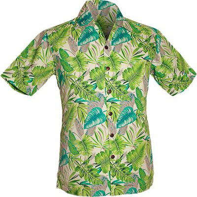 Chenaski | Overhemd korte mouw, jungle leaves creme green