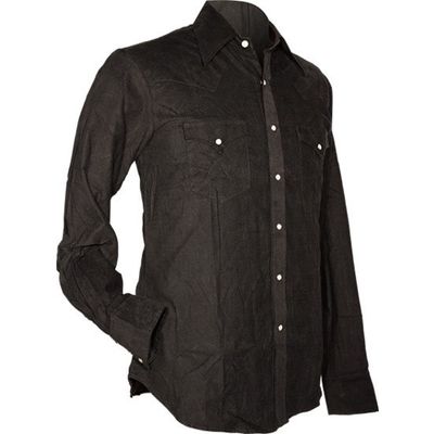 Chenaski | Cowboy overhemd van fijne ribcord, zwart