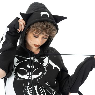 Foto van Heartless | Moonlight hoody met skelet kat op de maan 