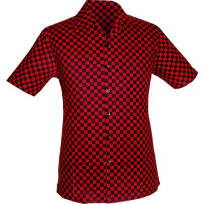 Chenaski | Overhemd korte mouw, two tone Blocks, rood zwart