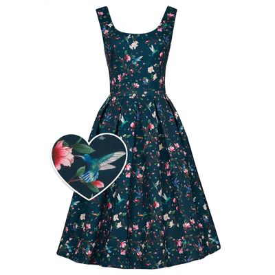 Dolly and Dotty | Jurk Amanda Navy blauw met hummingbirds