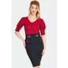 Afbeelding van Voodoo Vixen | Jaren '50 Pencil rok met rozen borduursels op de tailleband 