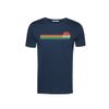 Afbeelding van Green Bomb | T-shirt Bike sunset stripes print, blauw bio katoen