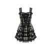Afbeelding van Hell Bunny | Punkjurkje Harley van zwart witte tartan met corsetlint