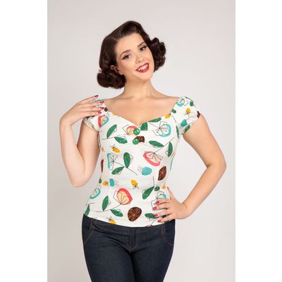 Collectif | Top Dolores Mid century Floral, fifties