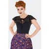Afbeelding van Voodoo Vixen | Zwarte top met spider web schouder- en halslijn en ruche mouwtjes