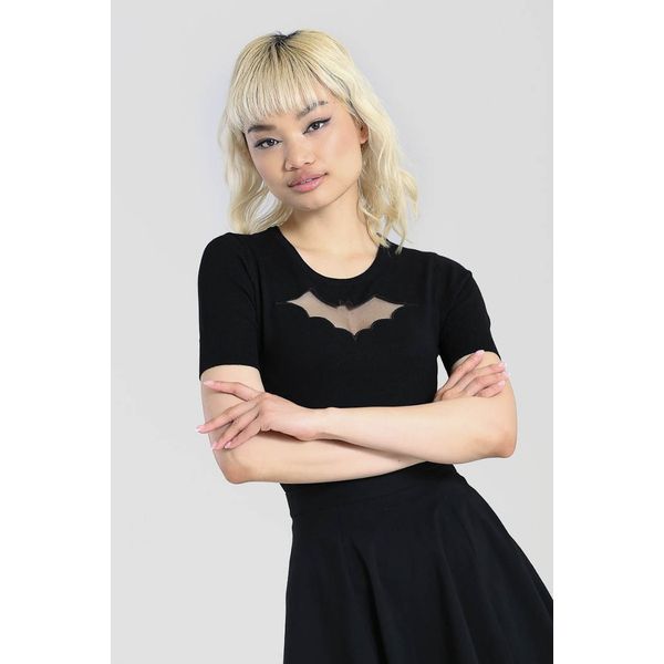 Hell Bunny | Top Bat zwart met vleermuis detail