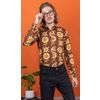 Afbeelding van Run & Fly | Overhemd bruine retro bloemen, button down