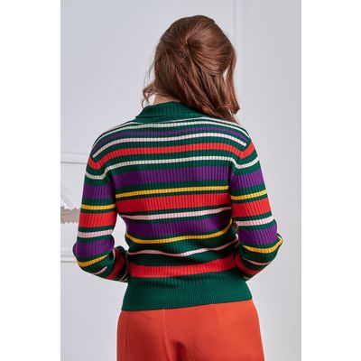 Foto van Banned | Jaren 80 jumper met lange mouwen en strepen in herfstkleuren