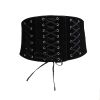 Afbeelding van Zacharia | Gothic punk suede-riem met elastiek en 3 rijen corset veter-details