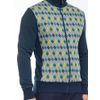 Afbeelding van ATO Berlin | Vest Toni blauw geel jacquard patroon, biokatoen