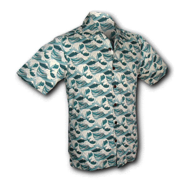 Chenaski | Overhemd korte mouw Japanese Waves mint