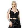Afbeelding van Chemical Black | Gothic gilet top Rowena, harnasmodel met clips en veter-details
