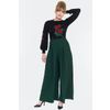 Afbeelding van Voodoo Vixen | Groene dames pantalon met extra wijde pijpen, hoge taille en bretels