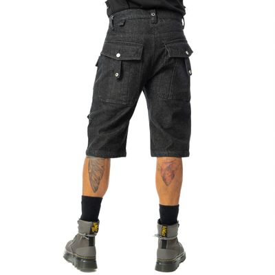 Foto van Poizen Industries | Punk korte broek Whistler washed-zwart met ritsen en zakken