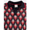 Afbeelding van ATO Berlin | Polo Enne met lange mouw zwart rood retro jacqard patroon