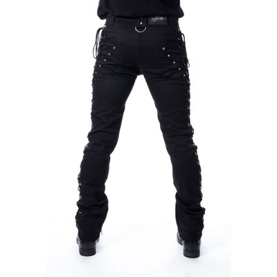 Foto van Vixxsen | Rocker broek Hudson, zwart met veter details, ritsen en studs