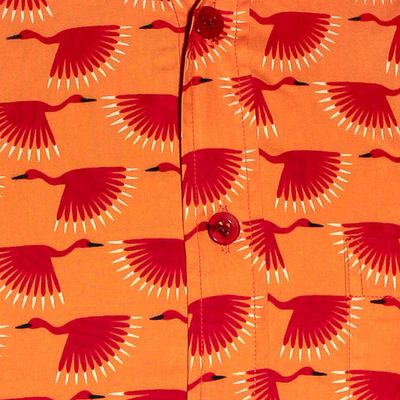 Foto van Chenaski | Retro 70's overhemd, Zwaantjes, oranje rood