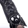 Afbeelding van Heartless | Armwarmers Luna met corsetlint en zwart wit batcat
