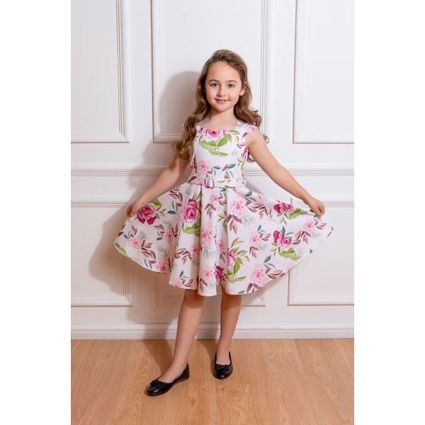 Hearts and Roses | Kinderjurk Lexi met grote roze rozen