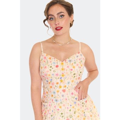 Foto van Voodoo Vixen | Vintage stijl jurk, met geborduurde zomer bloemen