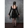 Afbeelding van Banned | Gothic mini-jurk Sanctum, zwart fluweel met korset details en trompet-mouwen