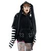 Afbeelding van Cupcake Cult | Zipper Hoody Hypno met zwart-wit gestreepte mouwen en lange oren