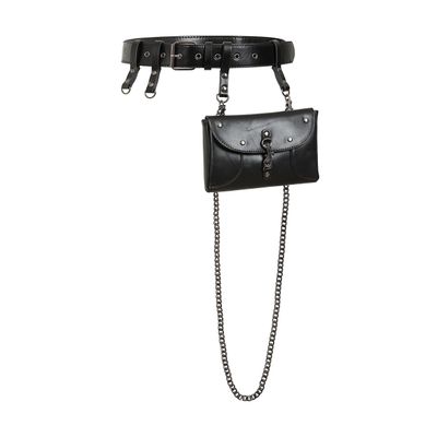 Foto van Banned | Goth riem Shadow met pouche tasje aan clips met sierketting 