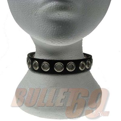 Foto van Bullet69 | Choker zwart leer met metalen eyelets