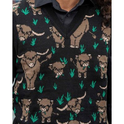 Foto van Run & Fly | Spencer met V-hals en Highland cow