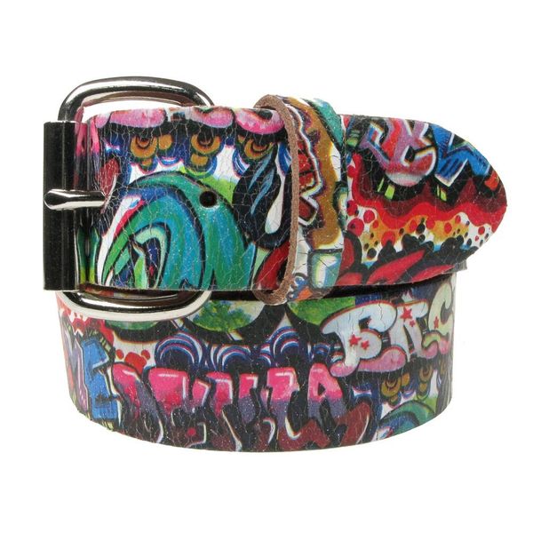 Bullet 69 | Leren riem, 38mm - met graffiti print