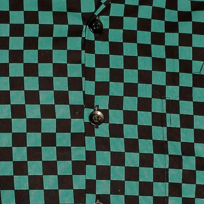 Foto van Chenaski | Overhemd korte mouw, two tone Blocks, petrol zwart