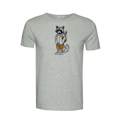 Foto van Green Bomb | T-shirt Animal racoon hike, grijs bio katoen
