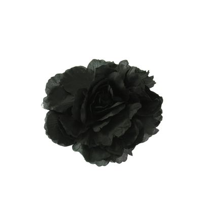 Foto van Zacharia | Grote platte zwarte roos op haarklip en broche
