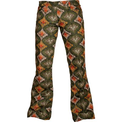 Chenaski | Pantalon Kinda Indian, groen oranje met uitlopende pijpen
