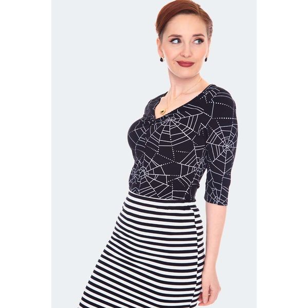 Voodoo Vixen | Zwarte spider web stretch jersey top