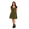 Afbeelding van Rebel Romance | Skater-pinafore jurk met zonnebloemen en lieveheersbeestjes