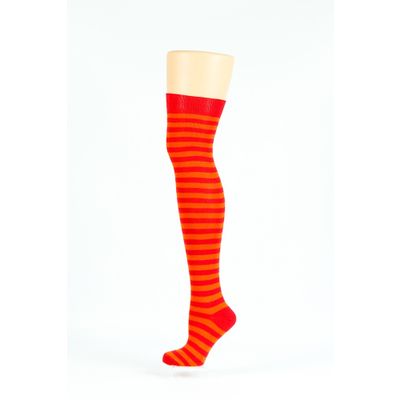 Flirt | Overknee sokken oranje rood gestreept